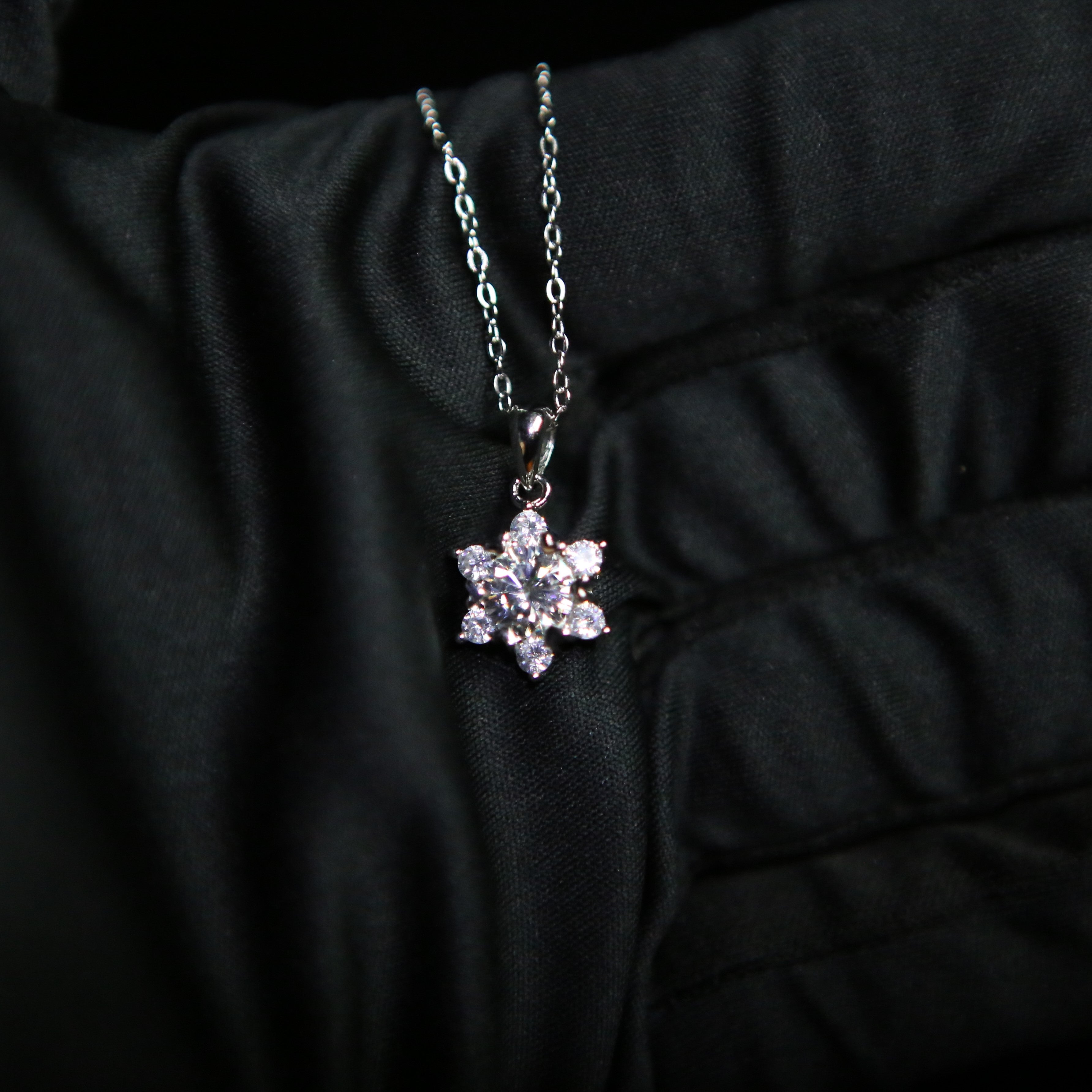 Blue CZ Snowflake Necklace in Sterling Silver – Lily Nily